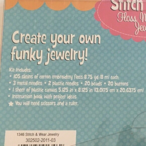 Jewelry Making Kit Stitch & Wear Floss Needlepoint 1306 Skeins Embroidery Floss - Picture 2 of 3